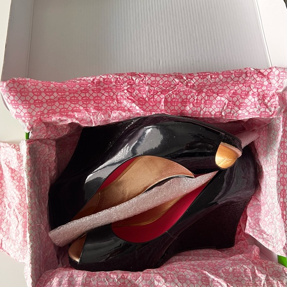 LILLY PULITZER RESORT CHIC BLACK GLITTER WEDGE - Picture 7 of 9